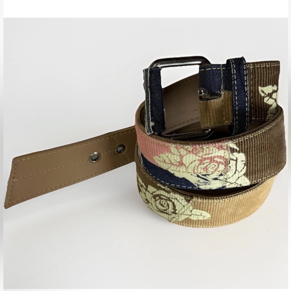 Boho Belt Floral Rose Corduroy Denim Patchwork Cowgirl Rodeo Festival Western L